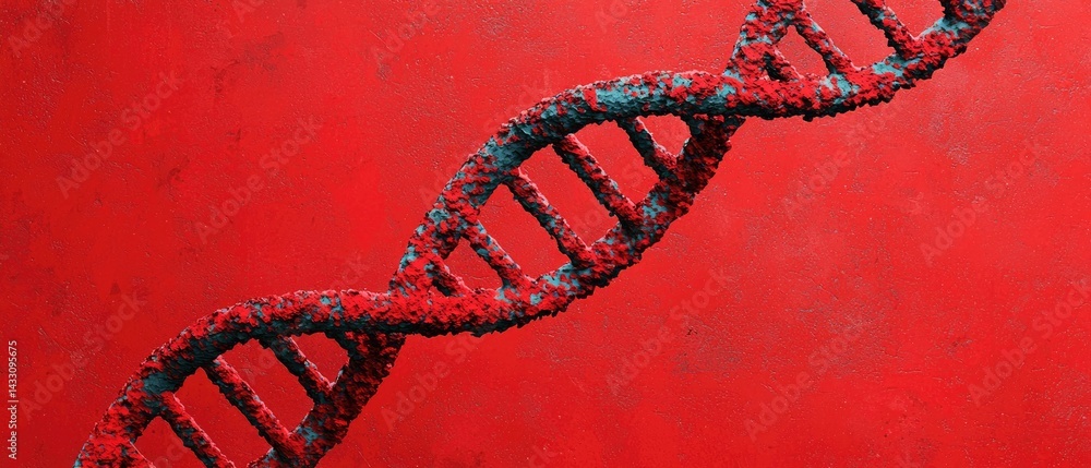 Poster dna helix forensic concept. abstract dna structure on a vibrant red background creates a striking vi