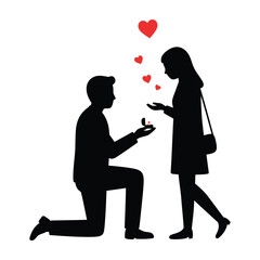 person proposing on one knee silhouette vector design art and illustration 