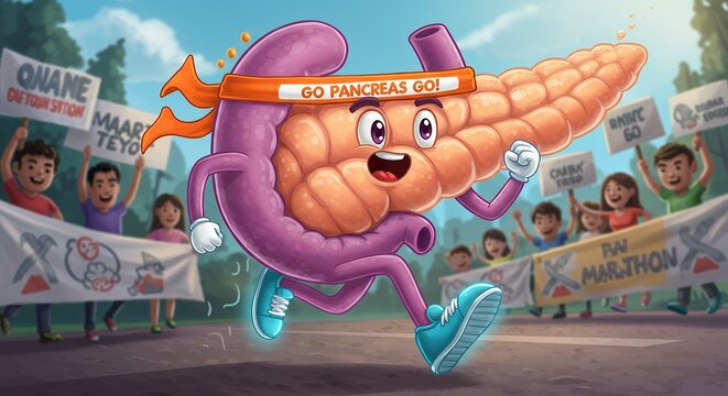 Running pancreas healthy lifestyle illustration