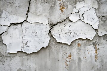 Obraz premium Aged concrete wall displaying extensive cracking and peeling paint.