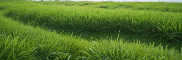 Obraz premium Bright, lush green grass edge, perfect for repeating , border, meadow, vivid