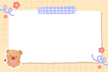 Bear yellow kawaii colorful style background. Yellow soft color pastel gradient. Cute background concept for design or presentation