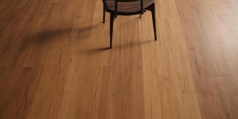 Dark chair shadow cast on light wood grain floor  , still life, shadow art, clean