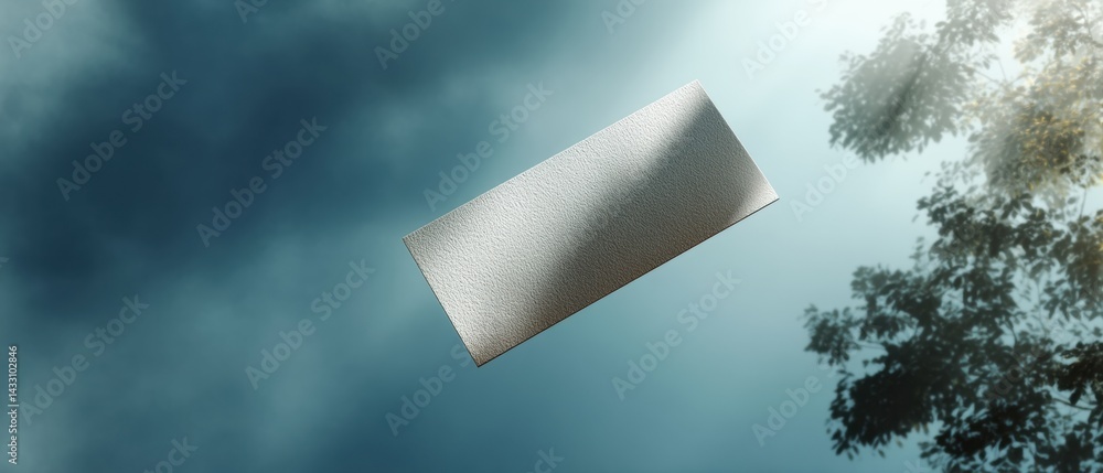 Poster Ethereal Paper Ticket Mockup Minimalist Floating Design with Soft Atmospheric Lighting - Premium Graphic Template for Event Branding and Digital Marketing