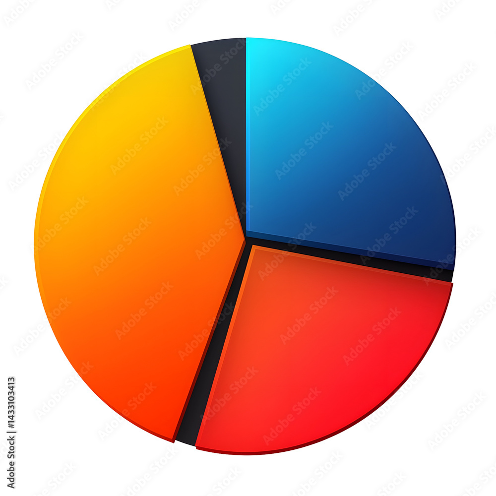 Poster circular pie chart graphic featuring cleanly divided segments in a bold color palette presented in a
