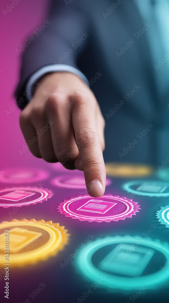 Leinwandbilder Digital Certification Future Immersive AR Business Validation with Touchscreen Interface - Enterprise Transformation and Innovative Professional Credentialing