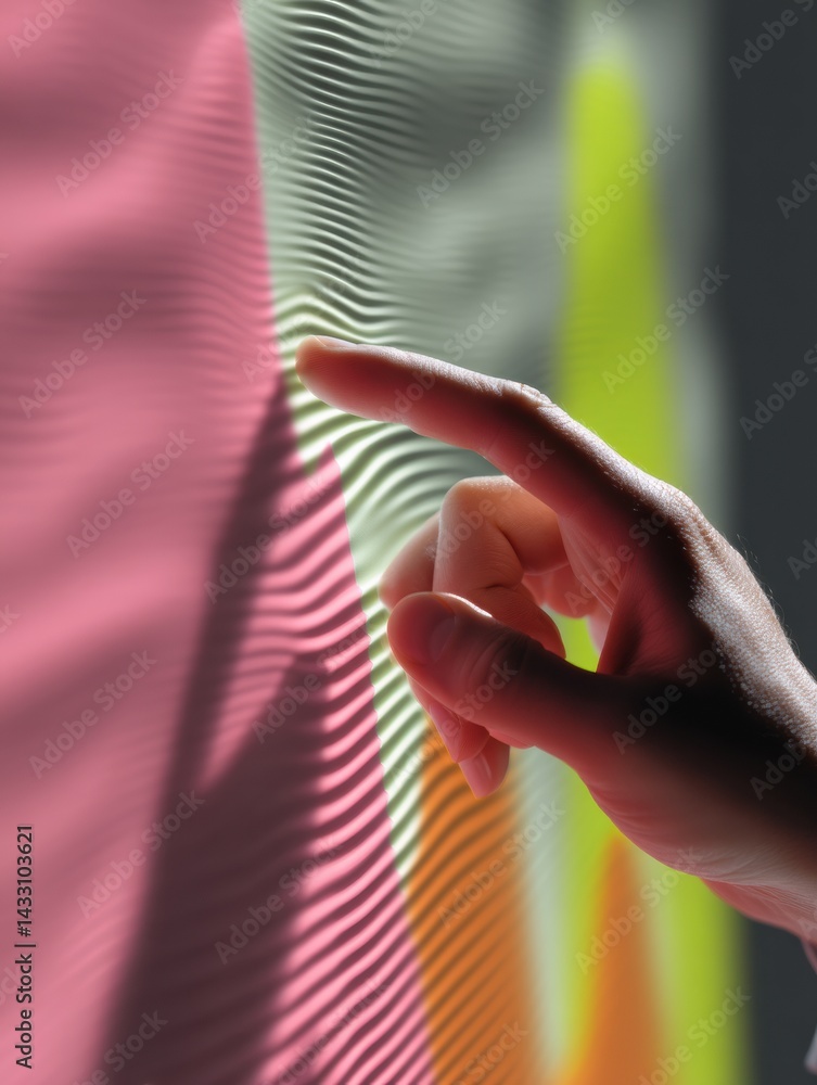 Poster Immersive Digital Interaction Haptic Wavy Interface Design Showcasing Next-Gen User Experience in Soft Gradient Colorscape - Innovative Technology Engagement