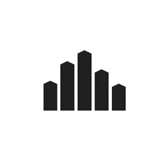 Simple clean and modern vertical bar chart icon with five bars of varying heights designed for data visualization and analytics applications