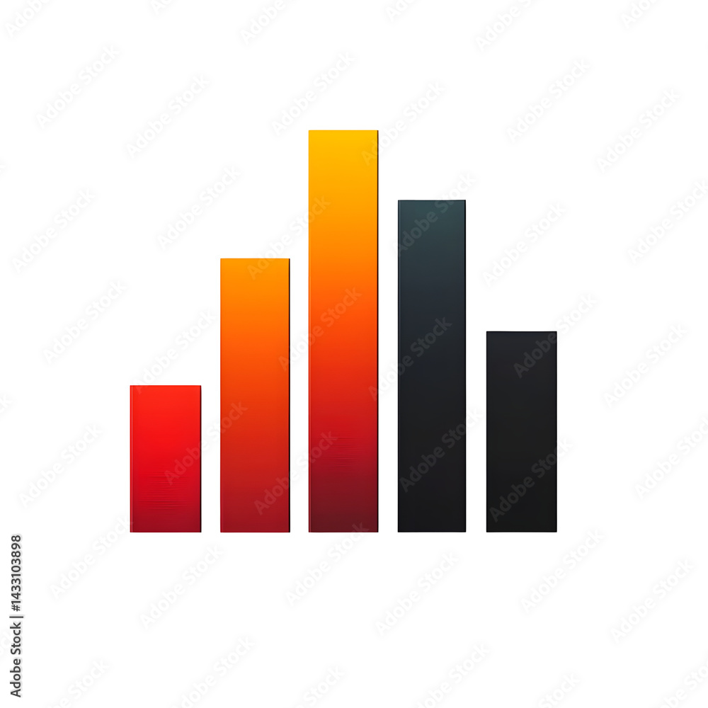Poster a simple and modern of a horizontal bar graph with three bars in a gradient of orange and red colors