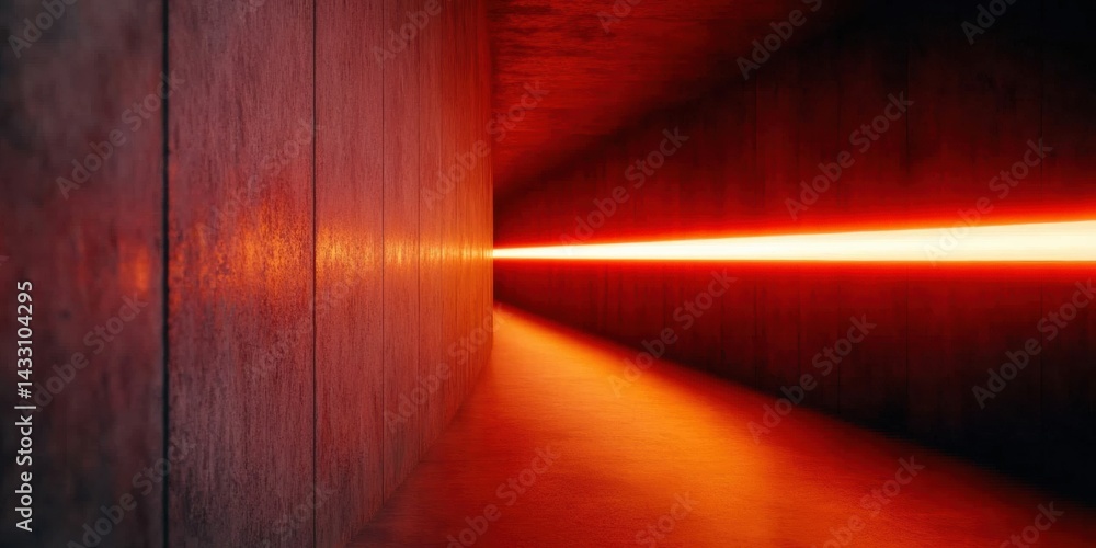 Leinwandbilder Minimalist Cyber Perspective Intense Red Linear Light Installation Exploring Architectural Depth and Digital Aesthetic Boundaries in Urban Design Innovation