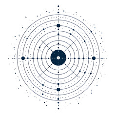 A radar chart icon featuring clean symmetrical concentric circles and points on a white background conveying a sense of technology data visualization and analytical precision