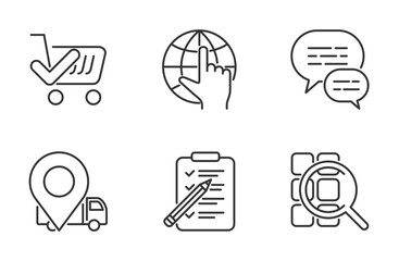 Online shopping icons set - Web pictograms in thin line