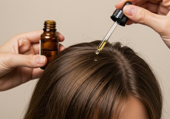 Hair growth serum with dropper applicator for scalp treatment and healthy hair follicles, bottle included