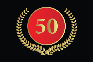 number 50 with laurel wreath icon, vector illustration.