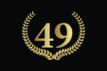 number 49 with laurel wreath icon, vector illustration.