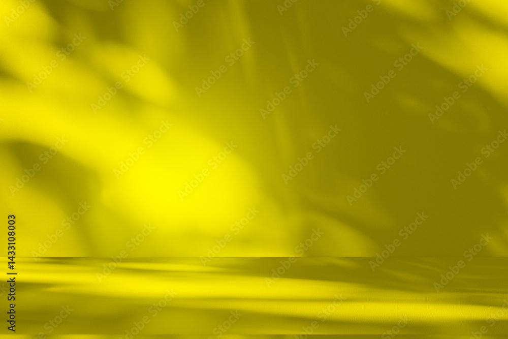 Poster Wall interior background, studio  and backdrops show products. with shadow from window color gold and white. background for text insertion and presentation of product 