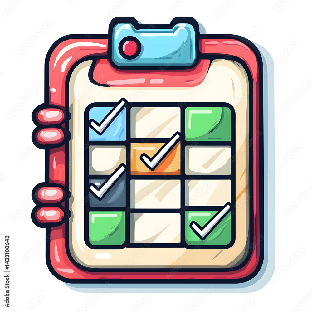 Aufkleber a simple geometric icon representing a checklist or financial ledger with tick marks checkboxes and 