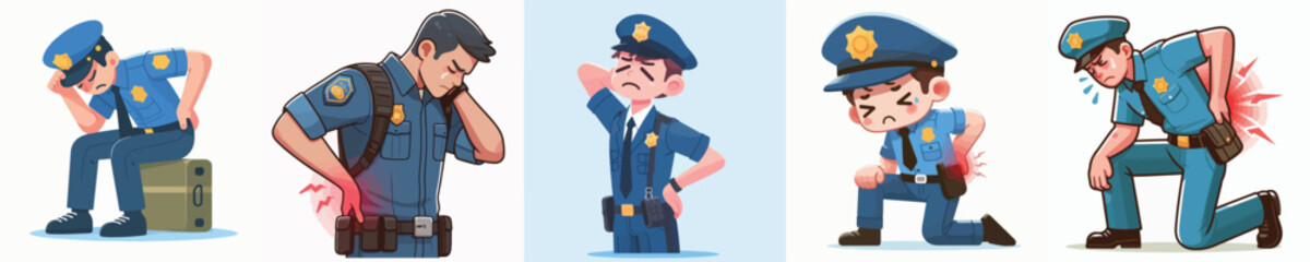 police character vector back pain