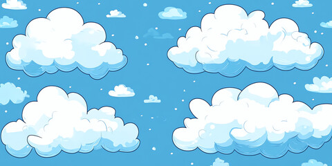 Cartoon Clouds Blue Sky Background Illustration