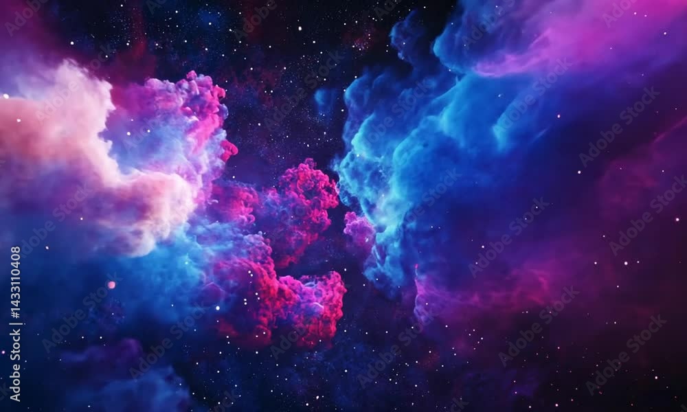 Canvas Prints dreamlike video of blue and crimson fractal clouds moving through a cosmic backdrop made with genera