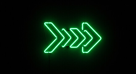 Green glowing neon line sign