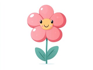 Cute pink flower illustration on white background