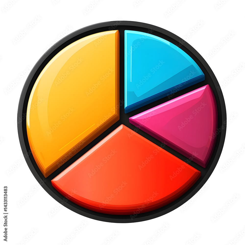 Poster a vibrant minimalist pie chart graphic divided into two labeled segments representing income and exp