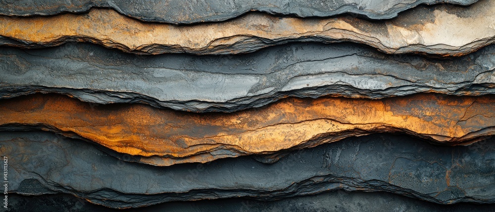Poster geology fossil strata concept. textured layers of slate in earthy tones create a natural, abstract b