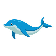 Cartoon Dolphin. Ocean Animal Illustration. 