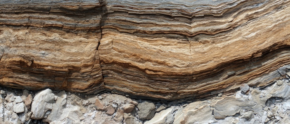 Poster geology fossil strata concept. striking geological layers showcasing distinct textures and colors in