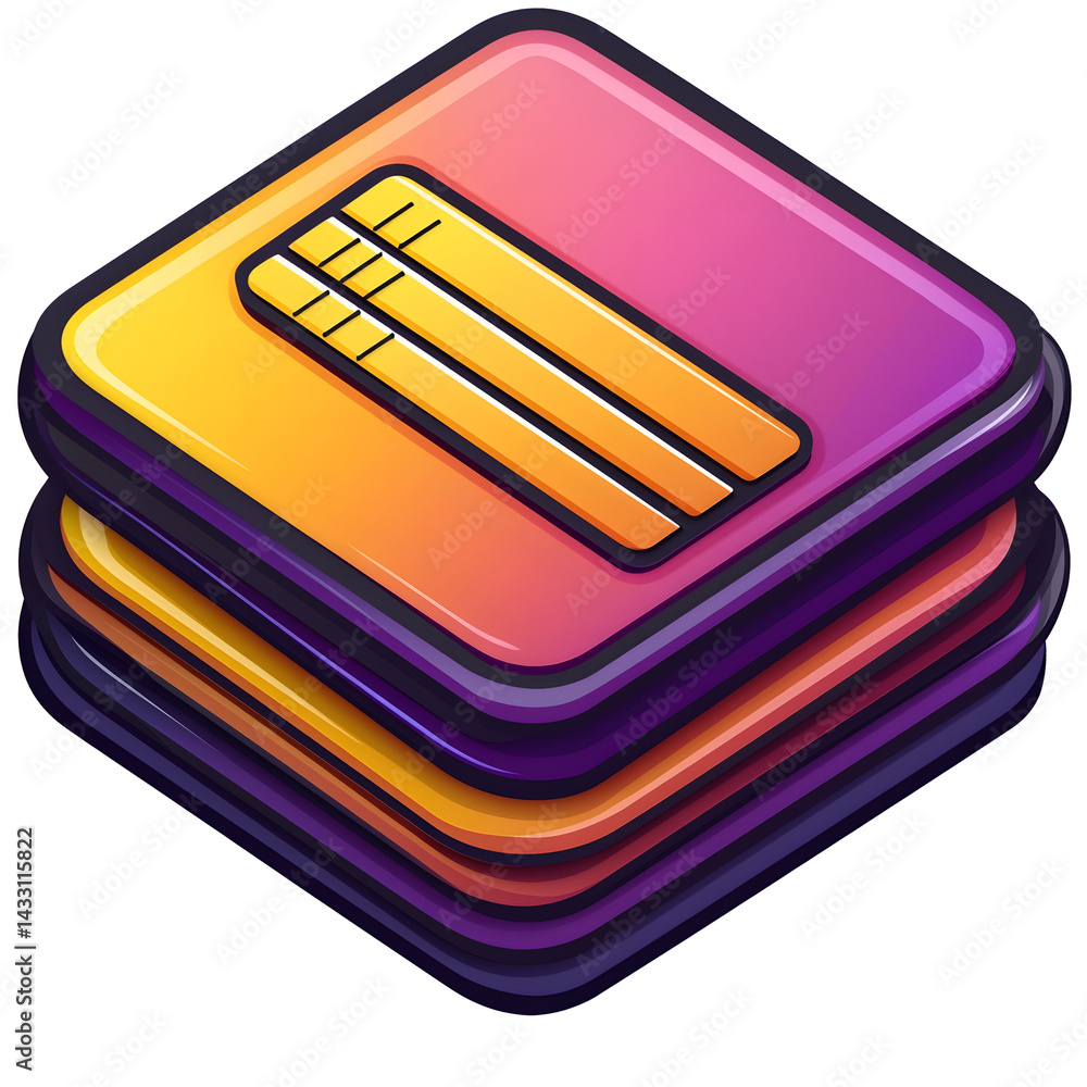 Aufkleber a stack of overlapping credit cards in a vibrant gradient filled design with a clean minimalist aest