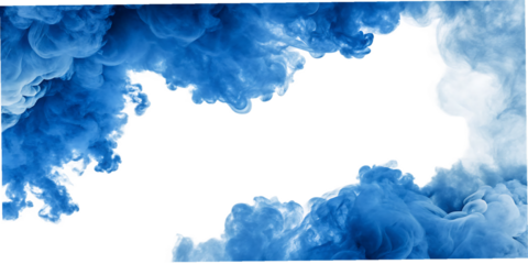 blue smoke explosion border isolated on white background, PNG AI GENERATED