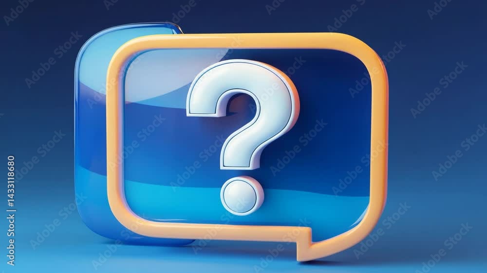 Poster chat and question mark icons for service and information presentation