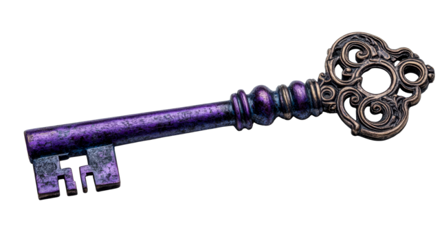 Ornate vintage purple key design