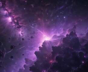 Stunning purple backdrop, glowing nebulae, dense star cluster ,  night, Nebula