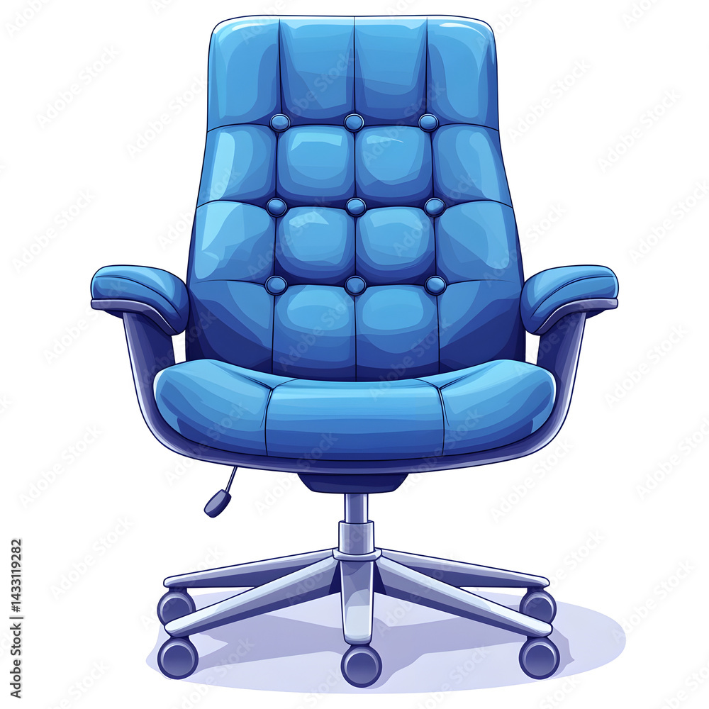 Poster Sleek and comfortable blue swivel office chair with ergonomic design adjustable height and rolling casters for a versatile and efficient workspace