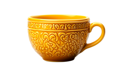 Decorative yellow cup with textured design