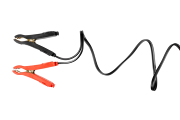 power cable pliers in red and black with electric cables isolated on white or transparent png