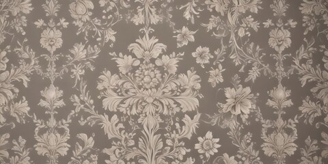 Subtle damask pattern with delicate floral accents, classic wallpaper design , pattern, decor, flower
