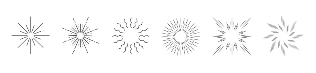 Obraz premium Set Hand drawn sunbursts 