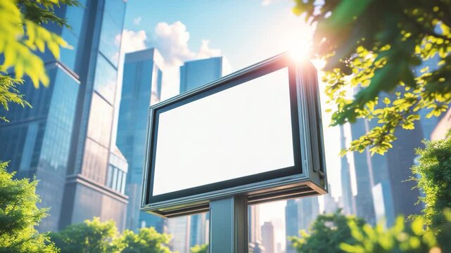 Blank digital billboard mockup in urban environment for advertising or branding display