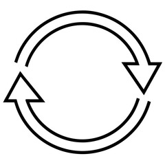 Outline circular arrows icon representing refresh or reload in a minimalist design