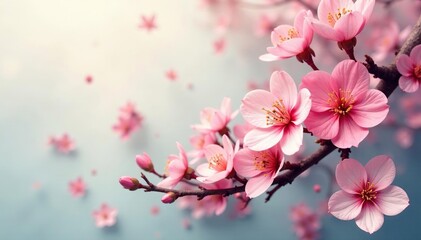 Obraz premium Scattered, stylized blossoms; muted color palette, botanical print, floral fabric, palette