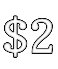 dollar sign on a white background $2