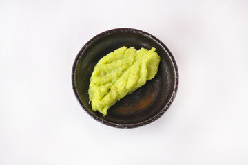 Fresh wasabi shaped into leaves, ready to eat.