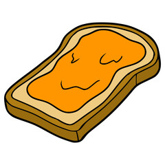 toast with pineapple jam illustration hand drawn isolated vector