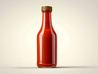 Red hot chili sauce bottle mockup isolated on transparent background
