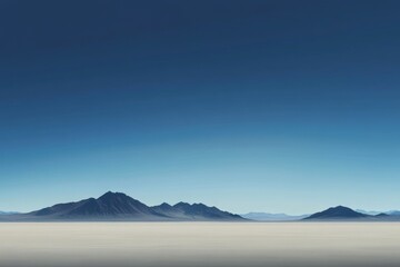Vast, empty expanse of a desert plain under a serene, clear sky.