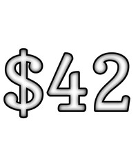 dollar sign on a white background $42