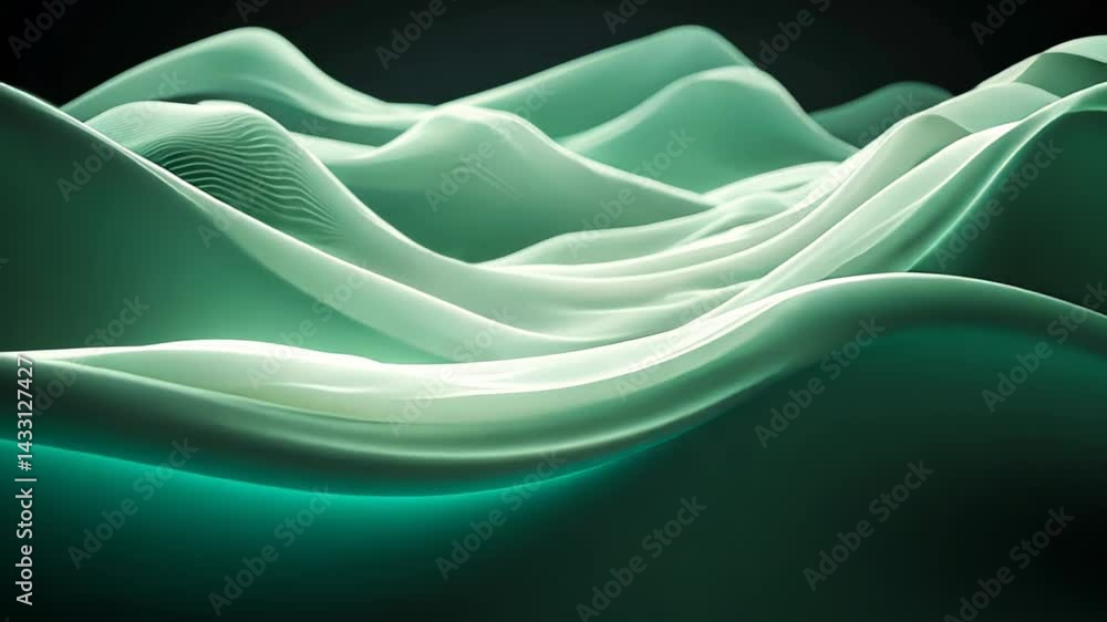 Poster swirling waves of light create a mesmerizing dance in an abstract landscape at dusk generative ai